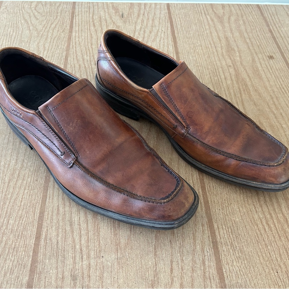 Ecco Brown Leather Slip-On Loafers